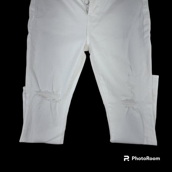 7 For All Mankind Josefina Distressed White Ankle Skinny Jeans SZ 26 - Picture 3 of 16